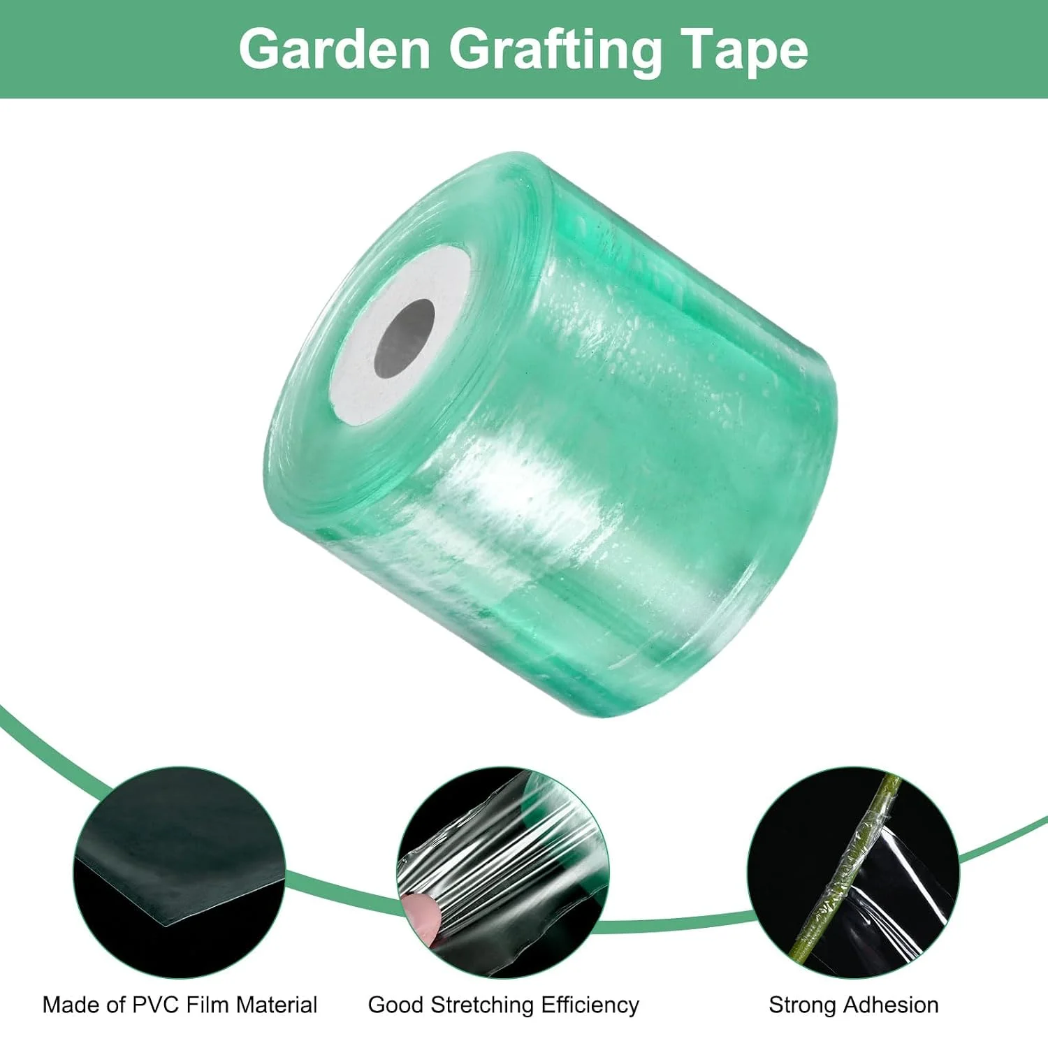 600M PE Grafting Tape Film for Fruit Trees Seedlings Stretchable Self-Adhesive Sturdy Green Plant Repair Protection Accessories