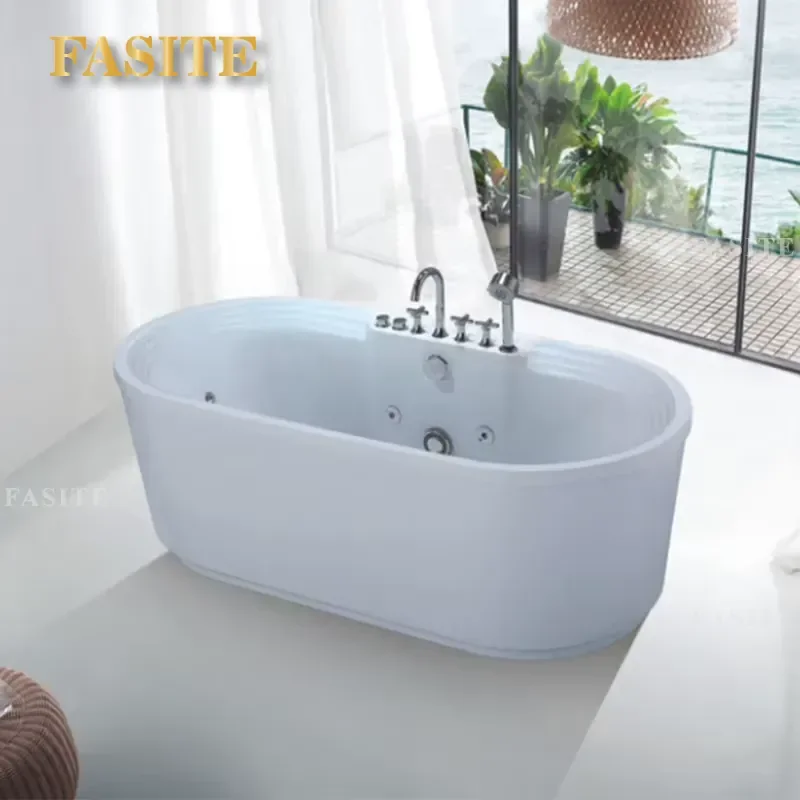 Modern Freestanding Boat Shaped Bathtub Custom Size Soaking Tub for Hotel Spa Home Bathroom Acrylic Mobile Shower Bath