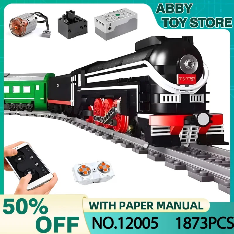 MOULD KING 12005 MOC Technical Motorized SL7 Asia Express Train Model Building Blocks Brick Assembly Children Toy Christmas Gift