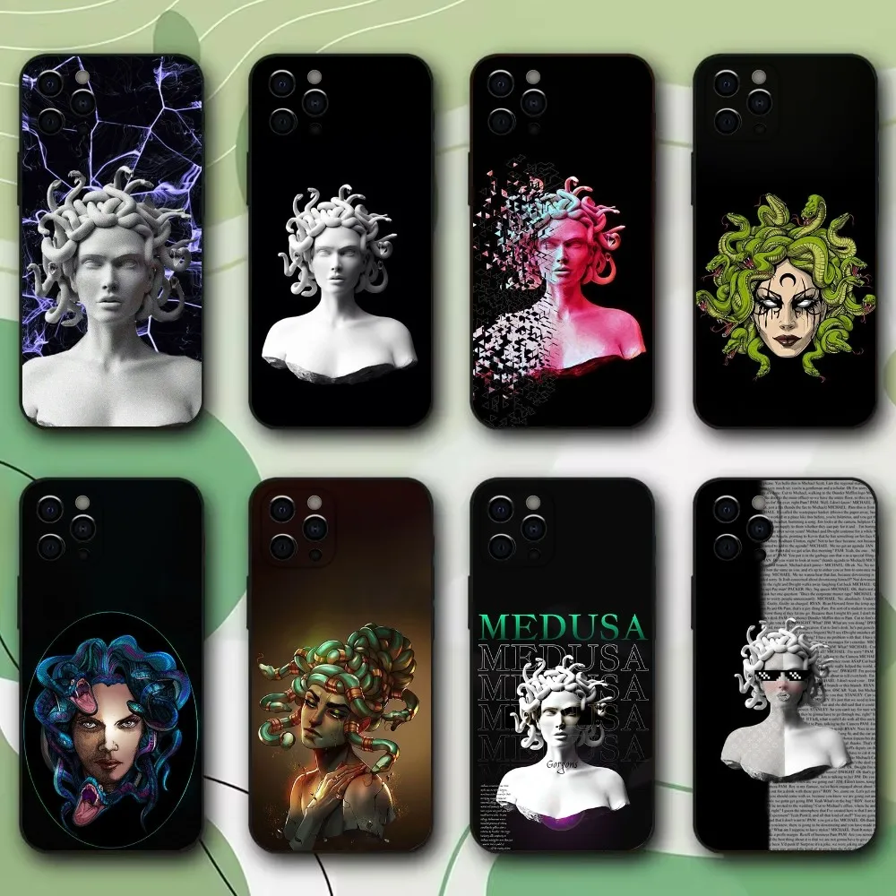 Ancient Greek Mythology Medusa Phone Case For iPhone 15,14,13,12,11,Pro,X,XS,Max,XR,Plus,Mini Soft Black Cover