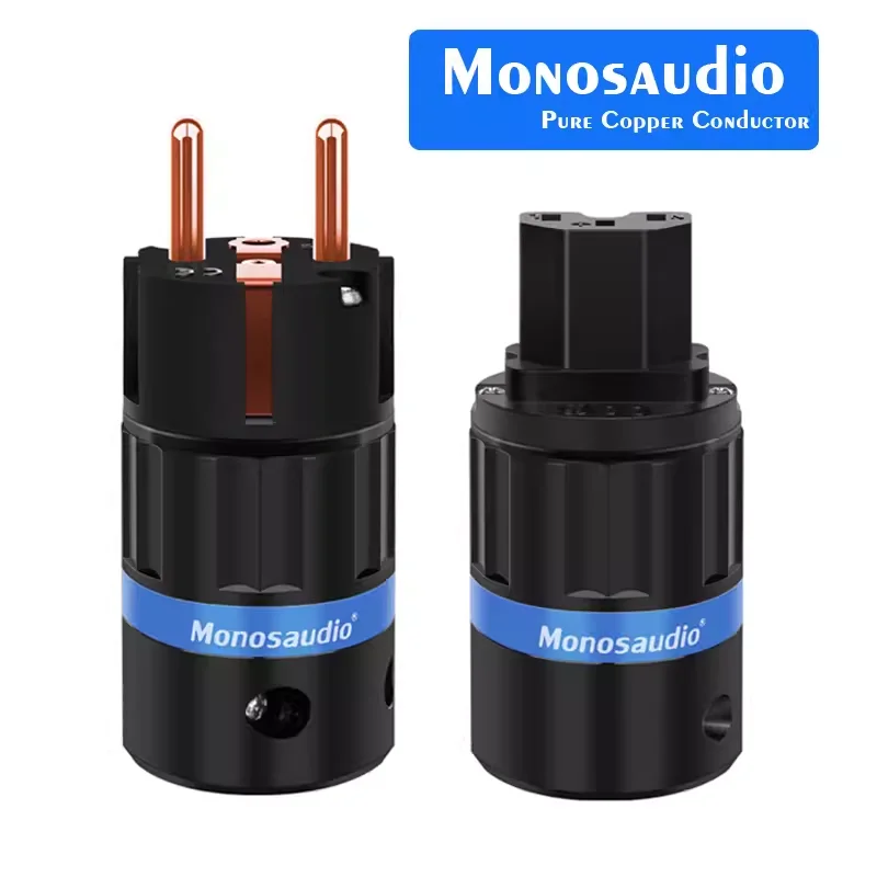 Monosaudio E104/105 Pure Copper Gold/Rhodium Plated EU Mains AC Power Plug Schuko HiFi Audio Cable Connectors