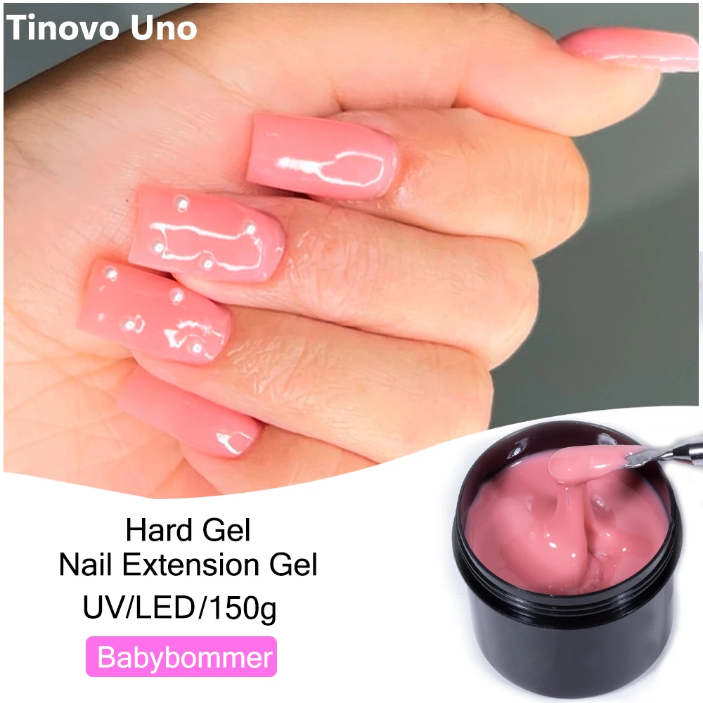 Tinovo Uno Nail Extension Gel 150g Cream Medium Thick Pink Babyboomer Nail Hard Poly Builder Varnish Quick Extend Gel Manicure