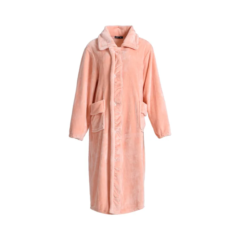 Women\'s Winter Nightgown Sweet Cute Girls\' Chemise Nightdress Plus Size Coral Fleece Sleepwear Female Warm Flannel Nightwear