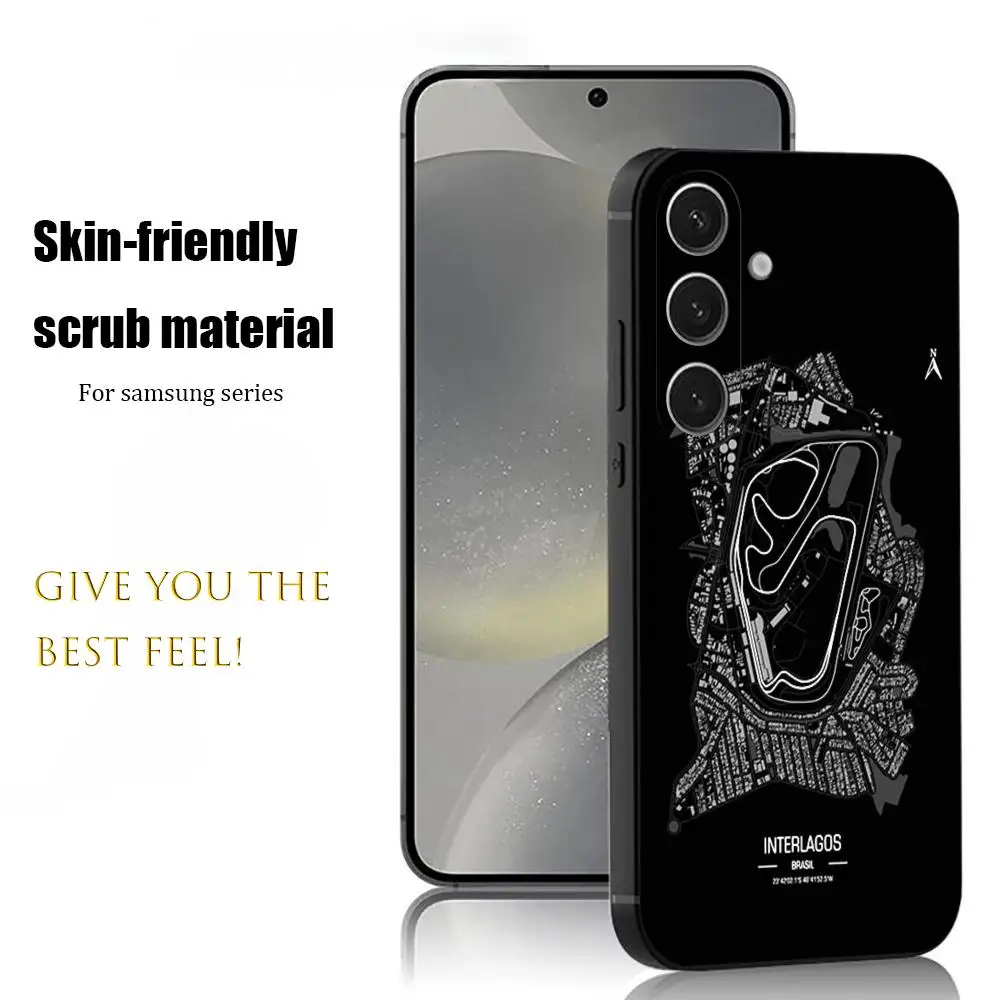 Formula Race Track Print Cool Phone Case For Samsung Galaxy S26 S25 S24 S23 S22 S21 Plus Ultra Note20 Soft Black