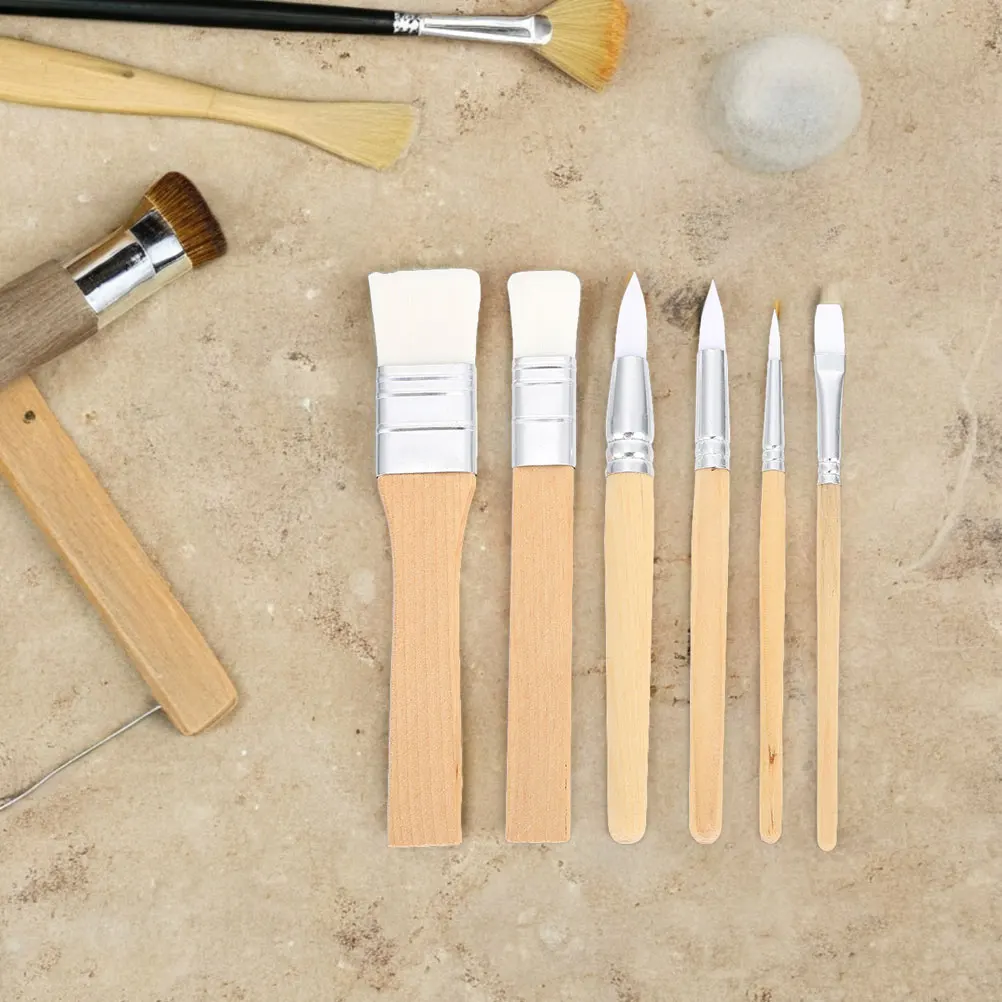 

2 set Nylon Brushes Wooden Handle Watercolor Acrylic Paint Brushes for Artists Craft Drawing Gouache Long Bristles Versatile