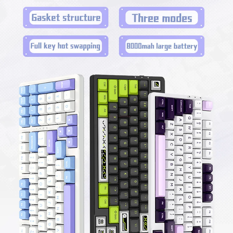 V98pro Mechanical Keyboard Bluetooth Wireless 2.4g Usb Three Modes Hot Swap Gasket Structure Mechanical Keyboard 98 Key Boy Gift