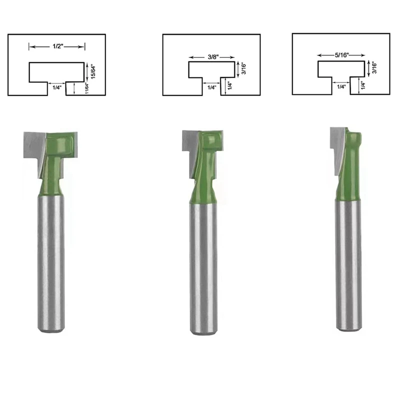 Keyhole Router Bits Set, 1/4Inch Shank Router Bit Set, 6 Pcs Router Bit Set 1/4&5/16&3/8&9/16&1/2&5/8 Inch Blade Diameter