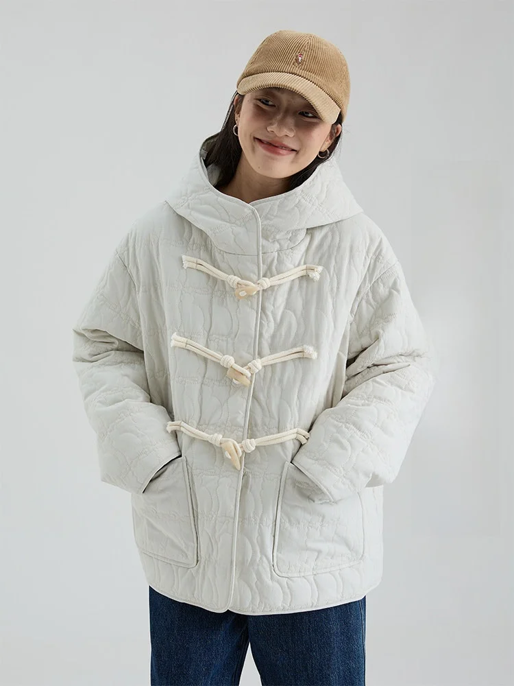 

Женское пуховое пальто Dwind Jaet на пуговицах с капюшоном, повседневная теплая верхняя одежда свободного покроя, корейское пальто для поездок на работу Faion ort