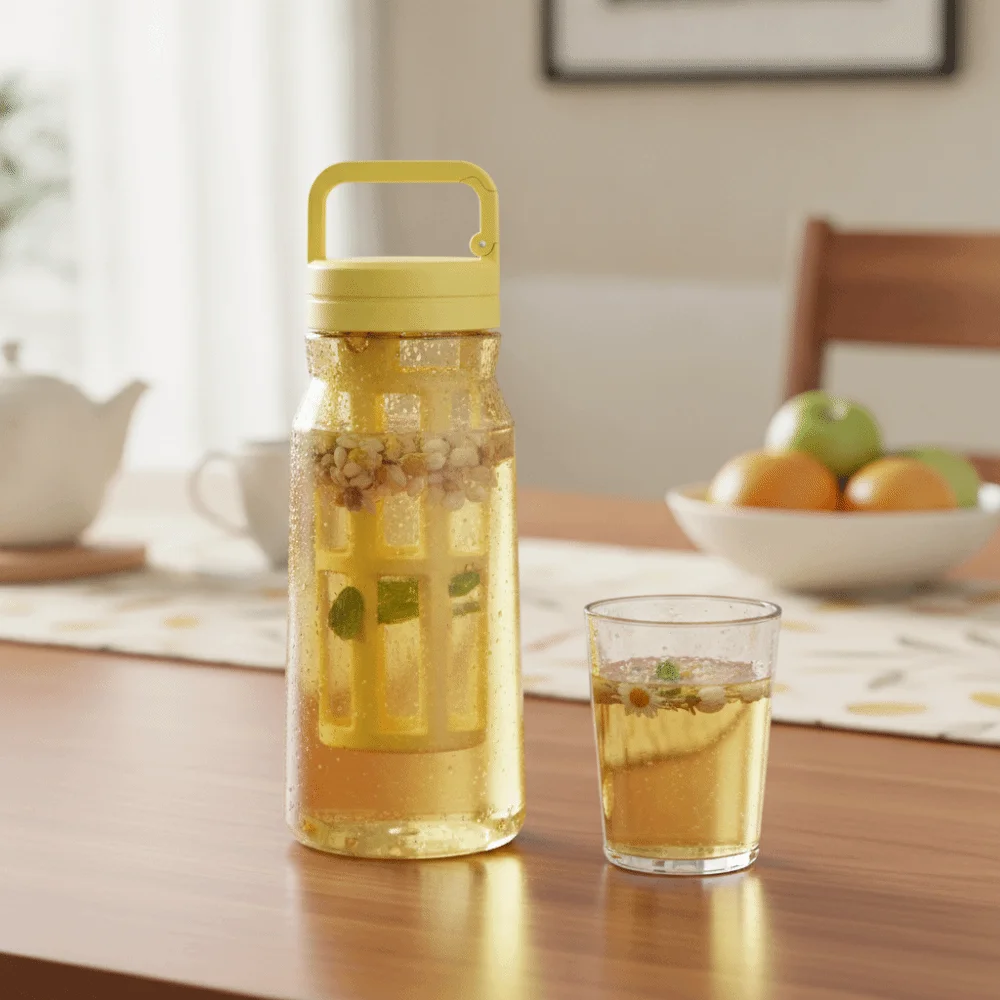Tritan Cold Brew Coffee Maker Transparent with Mesh Filter Tea-Water Separator Cup 600/800 ML Leak-proof Coffee Bottle