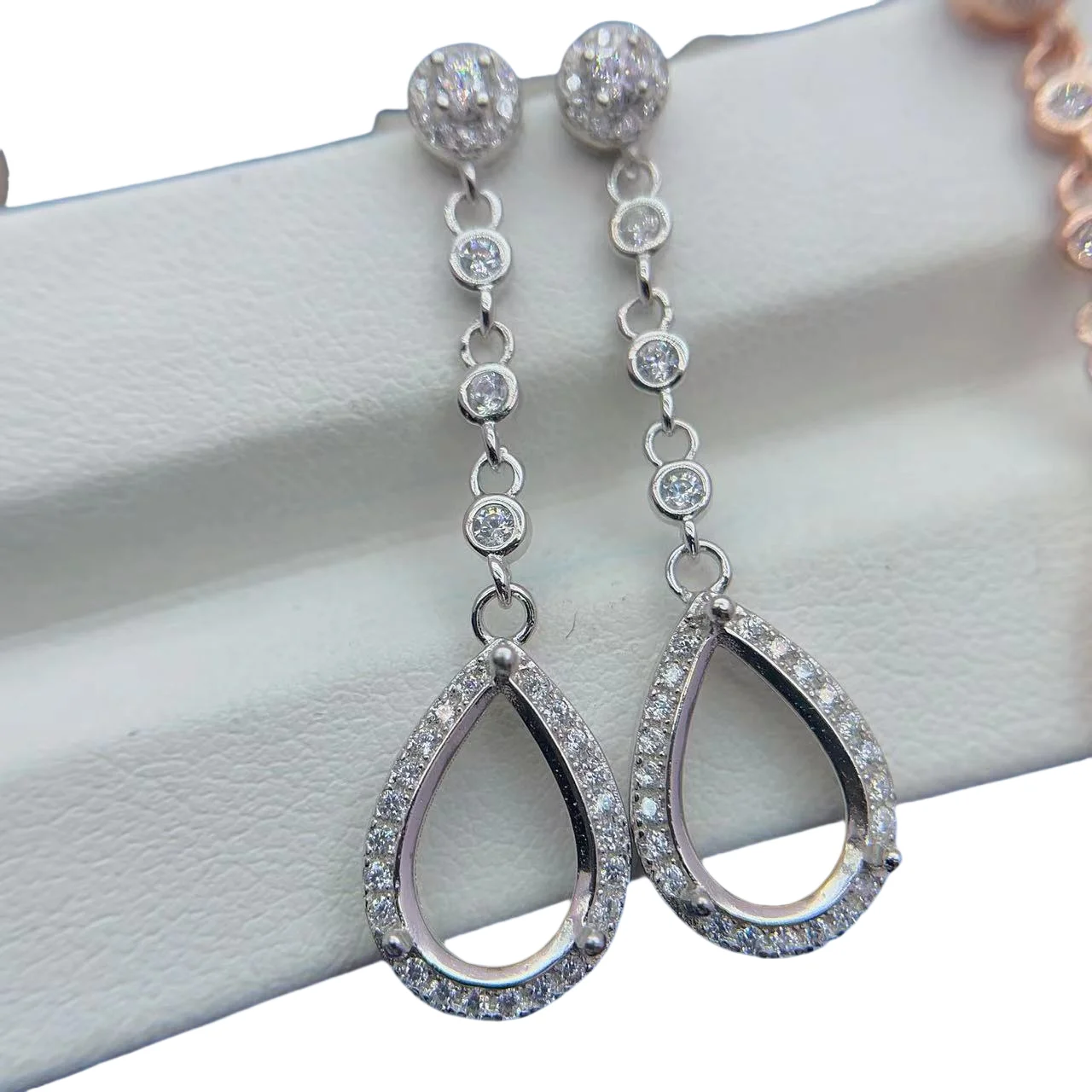 MeiBaPJ البطانة قطرة الماء شكل 8*12 مللي متر S925 الفضة النقية لتقوم بها بنفسك ضوء الفاخرة شرابة القرط المرأة حلية الزفاف العقيق اليشم مجوهرات