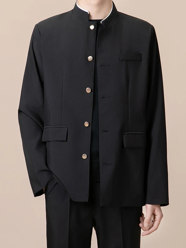 New Chinese Style Men's Suit Jacket Casual Wedding Custom-Made Zhongshan Coat Handsome Stylish Spring Autumn Fashion