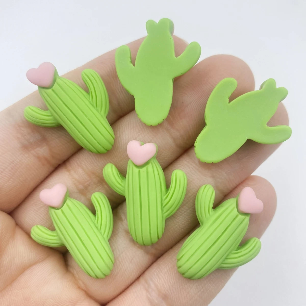 20PCS Mini Cactus Flat Back Resin Figurines DIY Scrapbook Bow Accessories Home Crafts