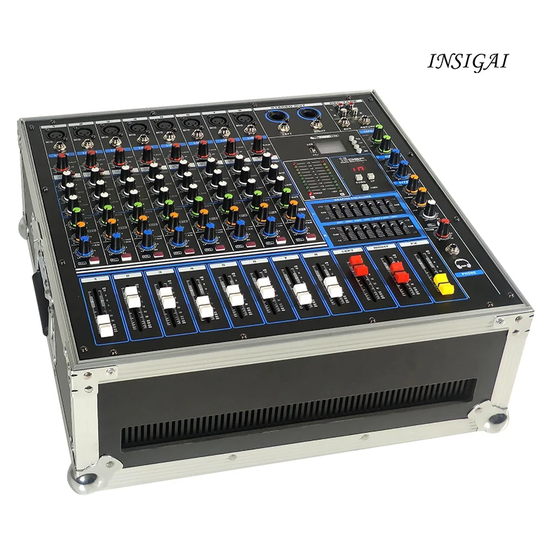 Professional Mixer Amplifier Sound System With Carrying Case Controller Audio Mixing Console Karaoke 8 Channel Mixer Amplifier