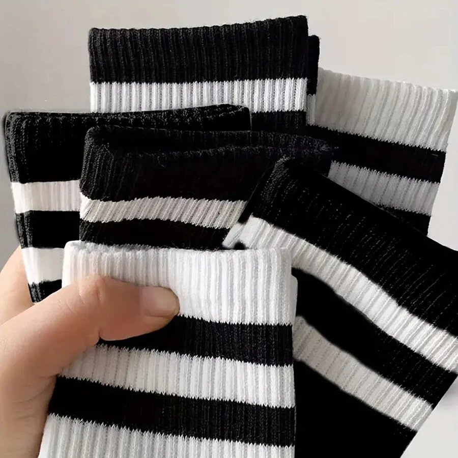 6 Pairs Women Mid Length Socks Solid Color Trendy Versatile Breathable Comfortable Sweat Wicking For Men Women Casual Socks๏ปฟ