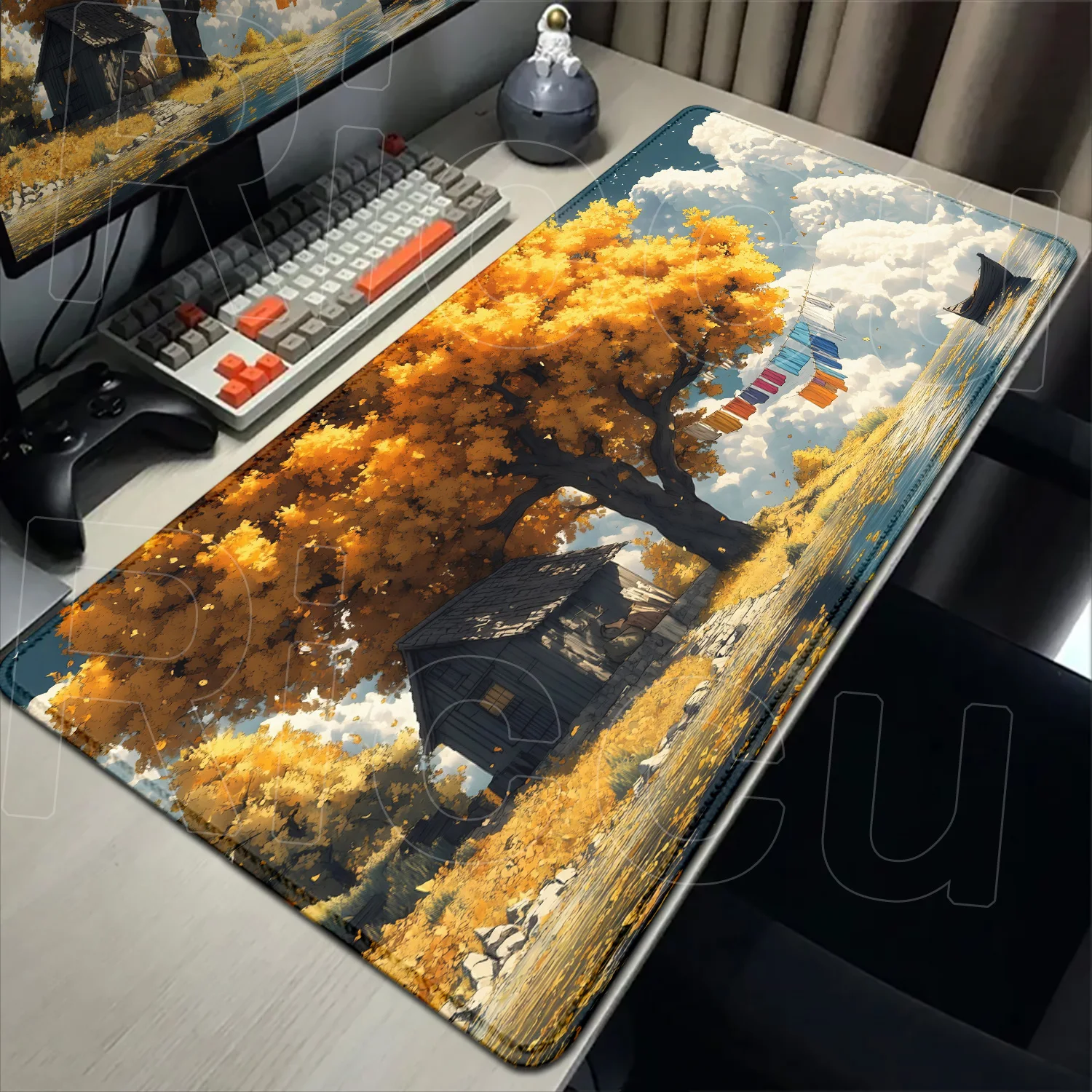 

HD printing yellow Aesthetics Forest Trees Mouse Pad Gaming Large Computer Custom Mousepad XXL Carpet Laptop Desktop Desk Mat