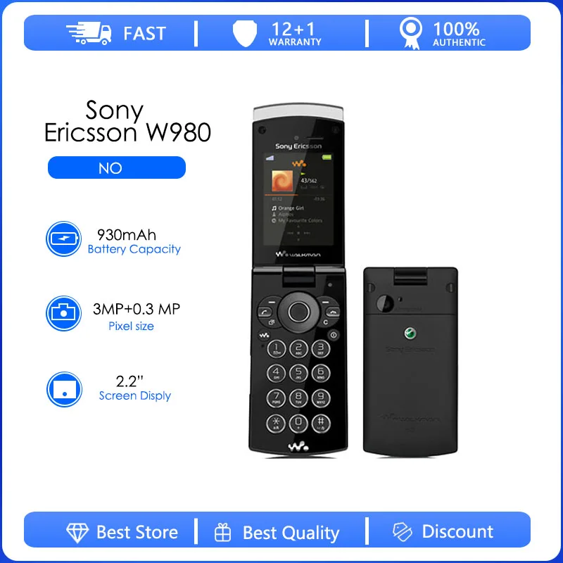 

Sony Ericsson W980 Refurbished-Original Sony Ericsson W980i Mobile Phone 8GB ROM 3.15MP Unlocked 3G W980 Cell Phone