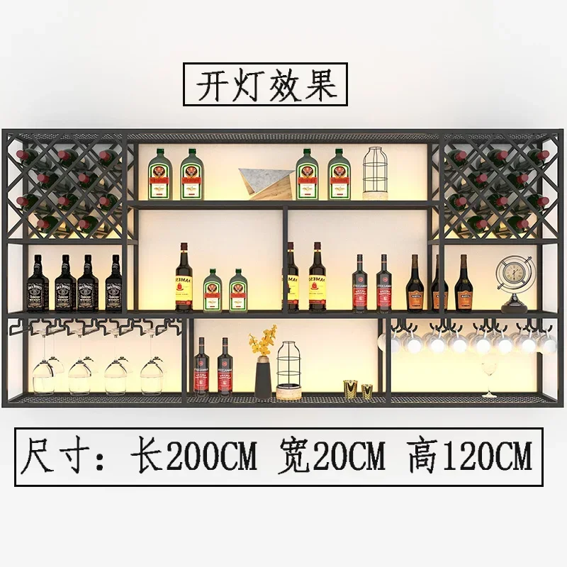 

Bar wine rack wall hanging wine cabinet wall type wrought iron rack restaurant background red wine metal display rack