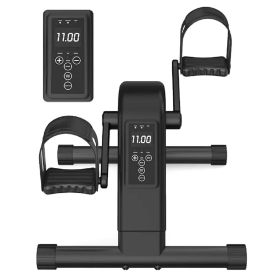 

12-Levels Mini Exercise Bike Under Desk with LCD Display Quiet Electric Bidirectional Bicycle Pedals for Home for Seniors Stati