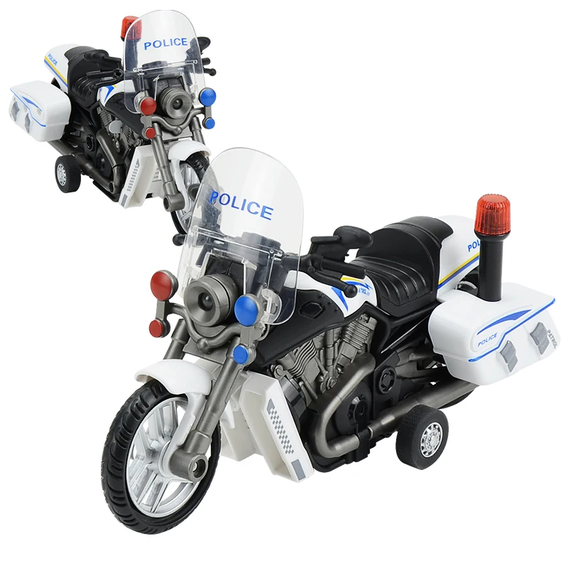 Toys Simulation Motorcycle Model Educational Friction Vehicle Toys Friction Mini Police Motor with Light and Sound