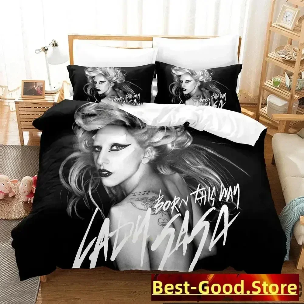 

3D Lady Gaga Bedding Set Printed Bed Set With Pillowcase Bed Duvet Cover Soft Single Double Queen Super King Size boys Adult