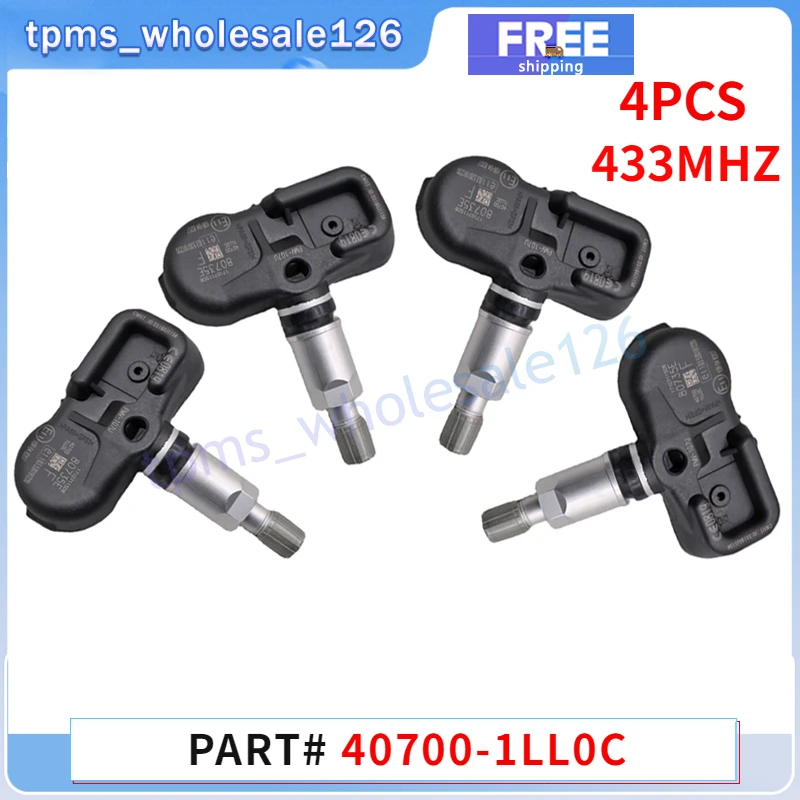 

4PCS/Lot Car Tire Pressure Monitor Sensor 40700-1LL0C For INFINITI M35H M30D NISSAN PATROL MICRA TPMS 433MHZ PMV-107U 407001LL0C