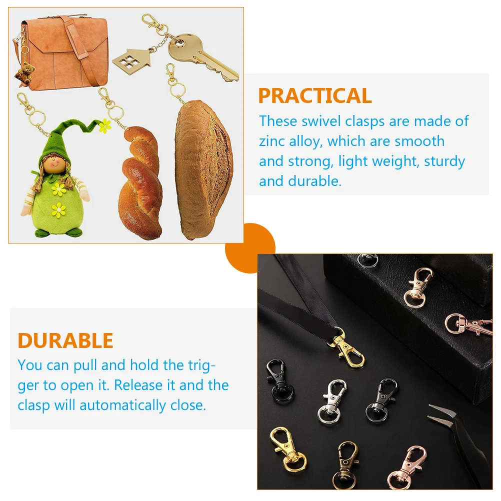 

35 Pcs Lobster Keychain ° Swivel Clasps Clip Snap Hook Clips for Jewelry Zinc Alloy Buckle Claw