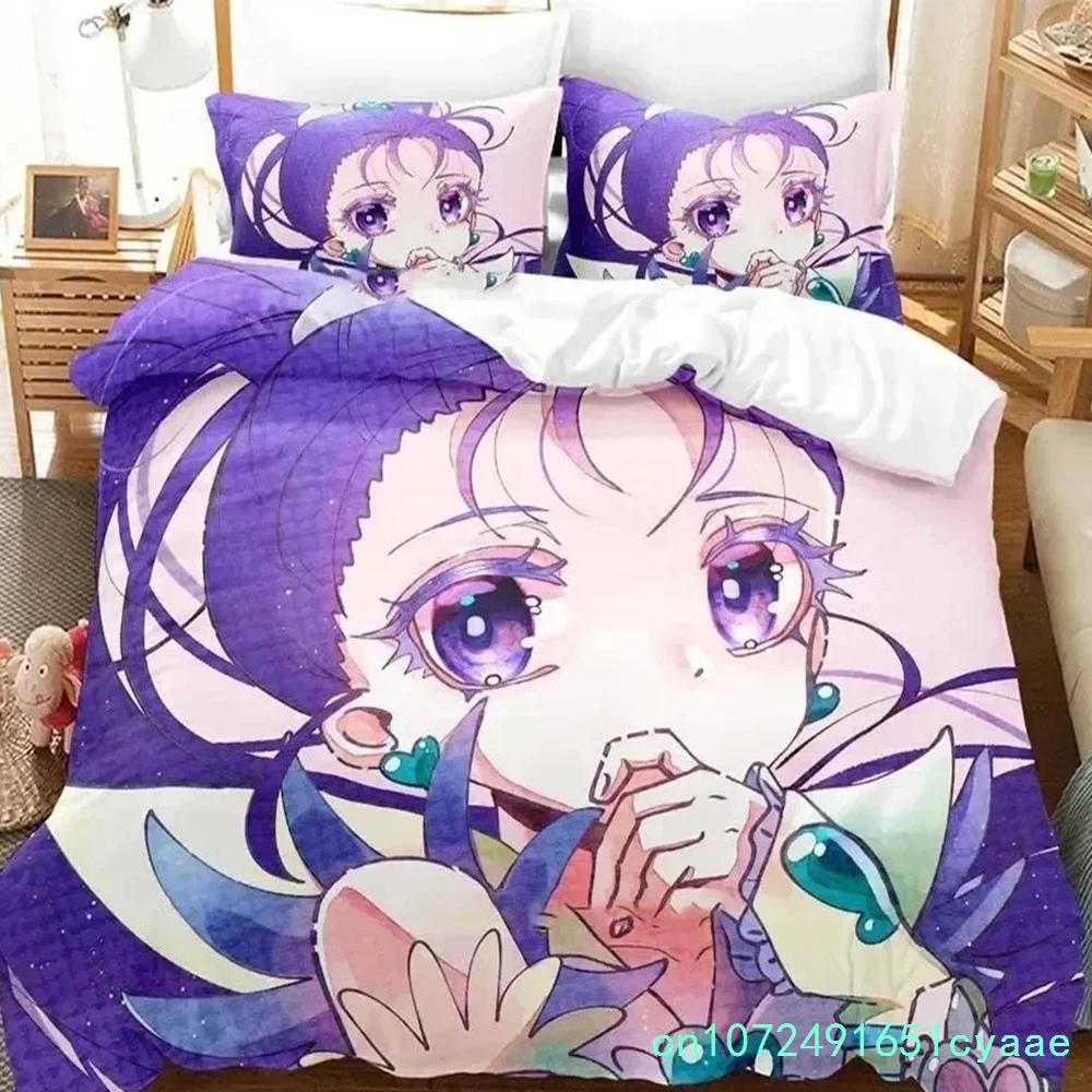 Anime Pretty Cure Bedding Set Boys Girls Twin Queen Size Duvet Cover Pillowcase Bed Kids Adult Fashion Home Textile Customizable