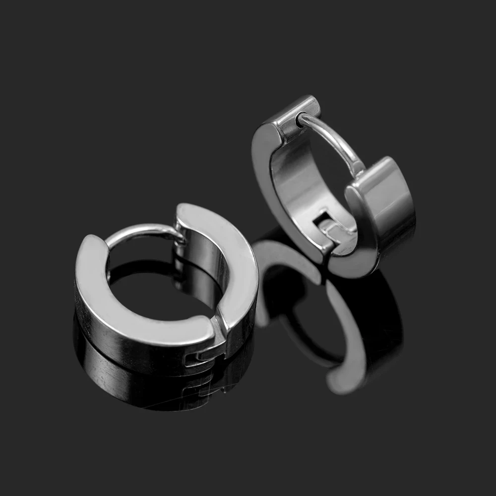 Huggie – boucles d'oreilles créoles en acier inoxydable pour hommes et femmes, 1 paire, mode coréenne Punk, faux cercle d'oreille piercing noir, nouveau bijoux Pop