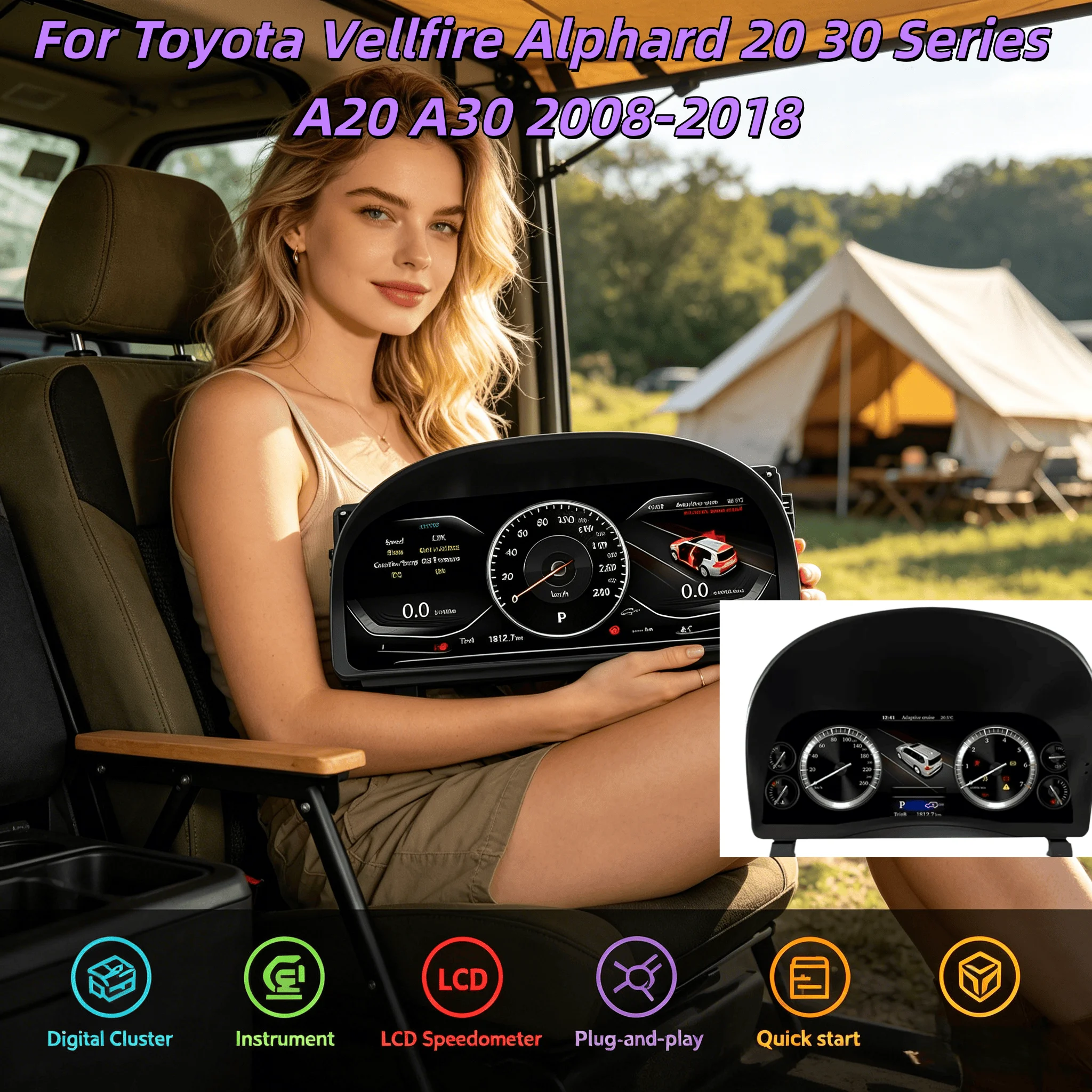 Digital Dashboard Cluster​ For Toyota Vellfire Alphard 20 30 Series A20 A30 2008-2018 Instrument Speedometer Virtual Cockpit