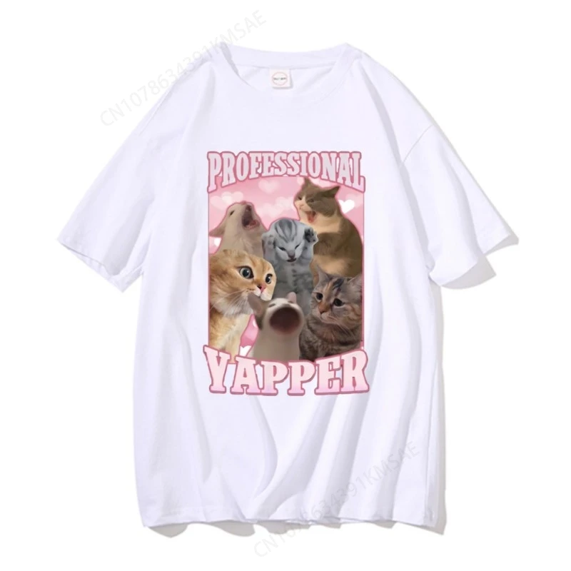 Funny Professional Yapper Cat Meme Graphic T-shirt Male Casual Loose T Shirt Short Sleeve Men Women Cute Kawaii Oversized Tshirt