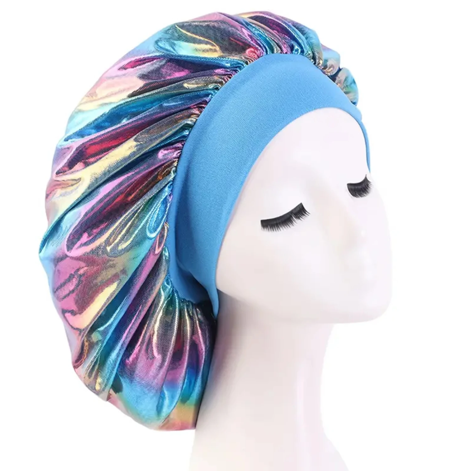 Ensure a Peaceful Night's Sleep with This Soft, Comfortable Large-sized Satin Printed Women's Bonnet with Lining - Perfect Head 