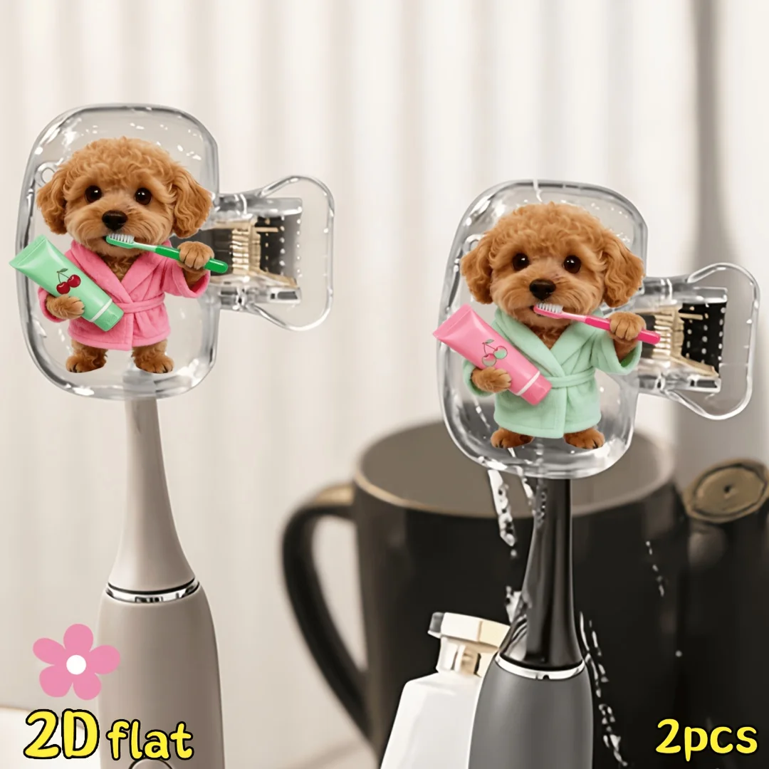 2pcs Teddy Toothbrush Holder Portable Home Brush Clip Protector Convenient And Hygienic Toothbrush Storage Clip Gift For Girl