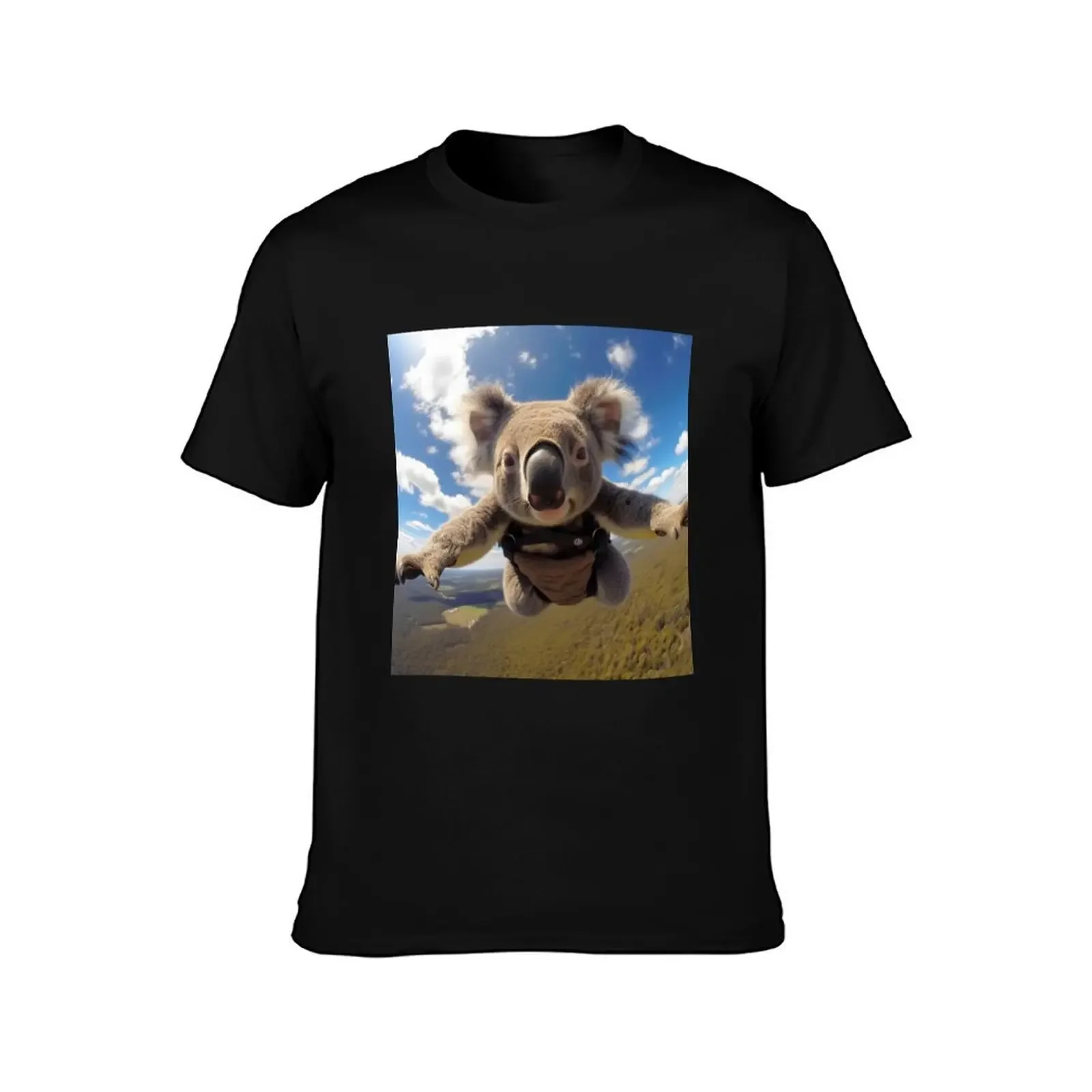 The Aerial Koala: Soaring Through the Sky T-Shirt customs design your own Luxury man mens champion t shirts