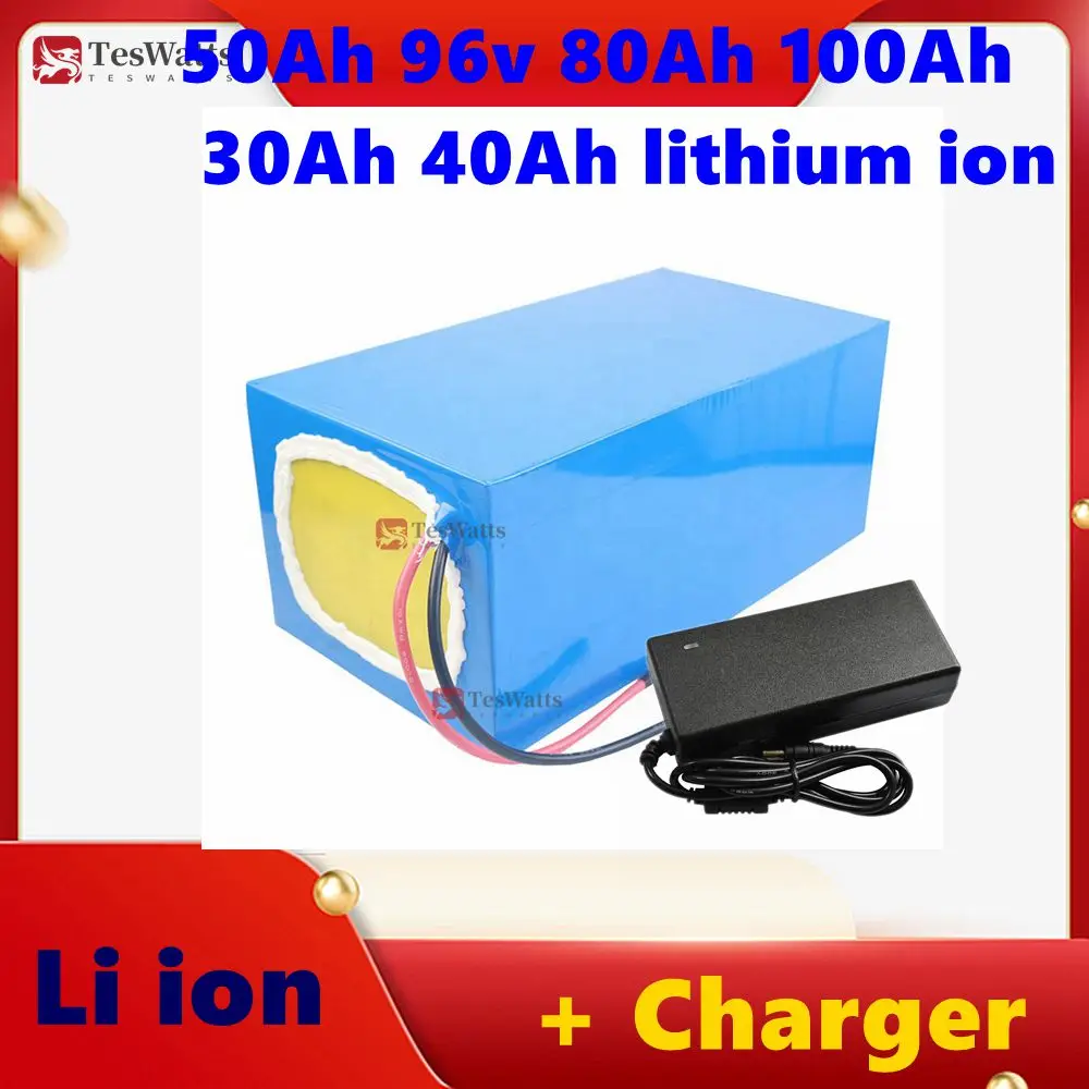 50Ah 96v 80Ah 100Ah 30Ah 40Ah lithium ion battery BMS for 5000w motor robot scooter motorcycle AGV + Charger