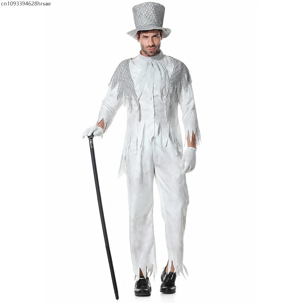 

2025 Halloween Couple Wedding Suit Carnival Party Dress Up Corpse Ghost Bride and Groom Costume Cosplay Scary Zombie Masquerade