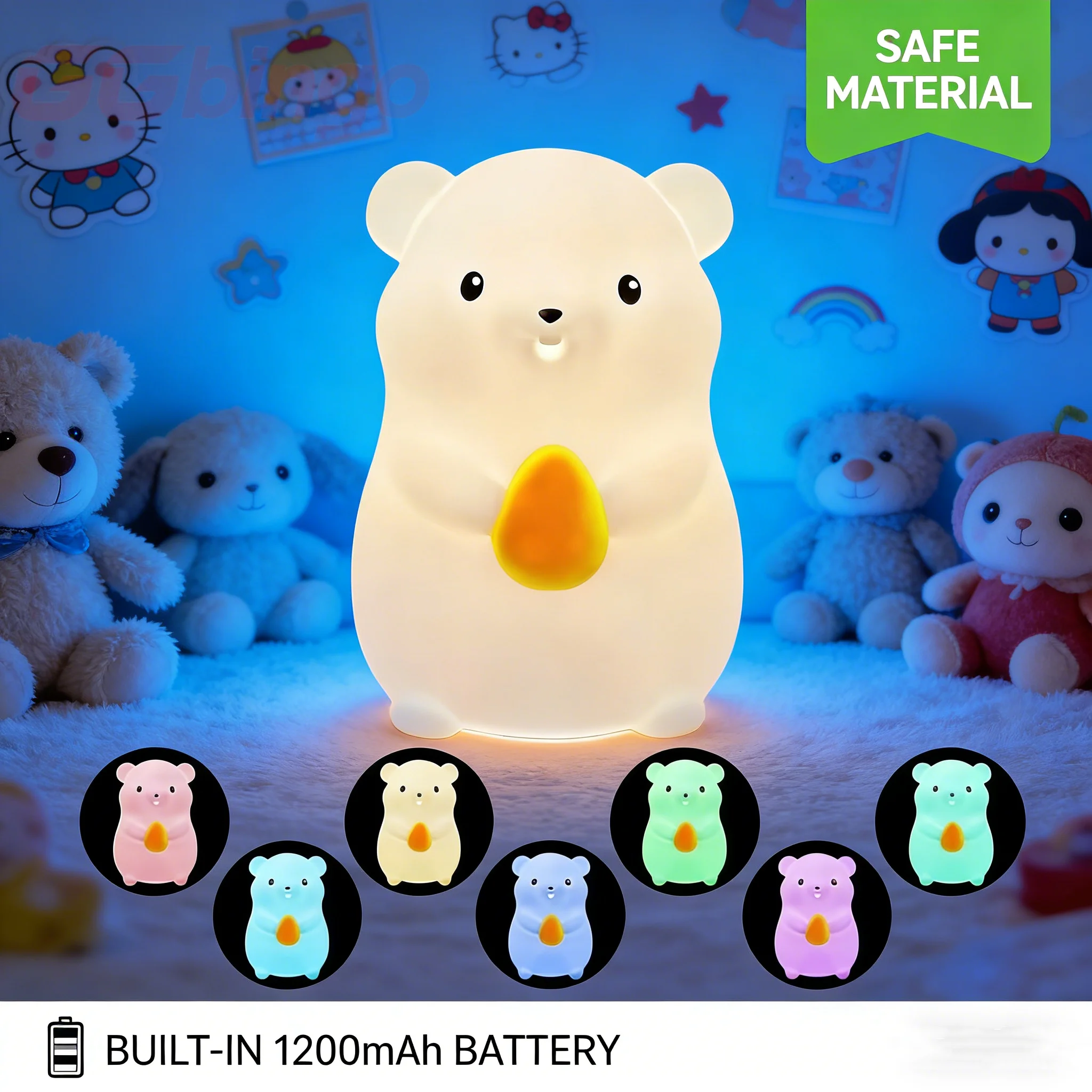 

RGB Silicone LED Night Light for Kids USB Rechargeable Touch Cartoon Animal Lamp Unicorn Sheep Hamster Design Bedroom Decor Gift