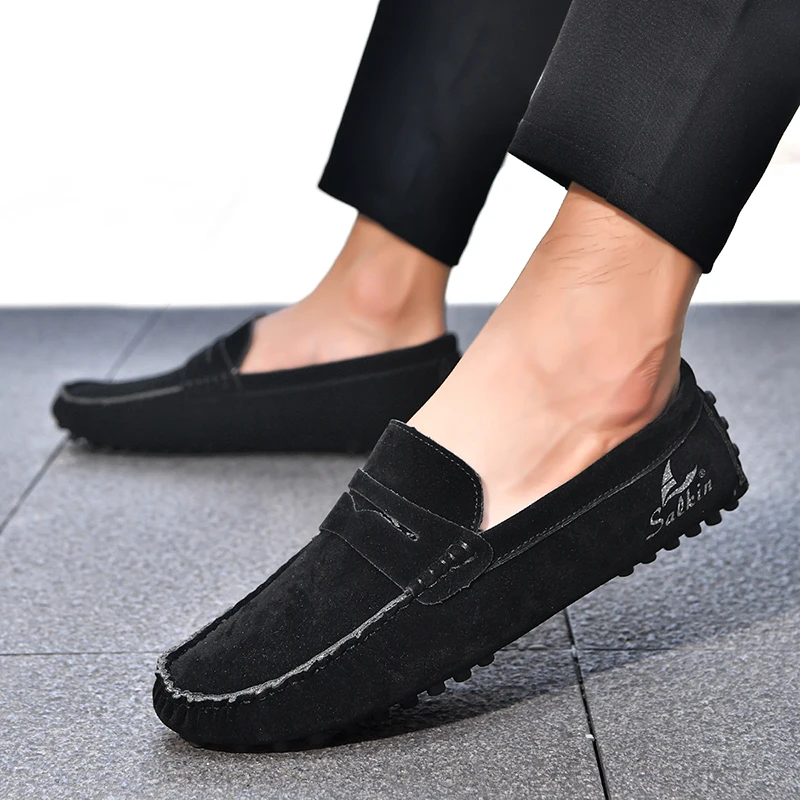 Loafers Men Big Size 49 Soft Driving Moccasins High Quality Flats Genuine Leather Shoes Male Slip-on Walking Loafer for Man