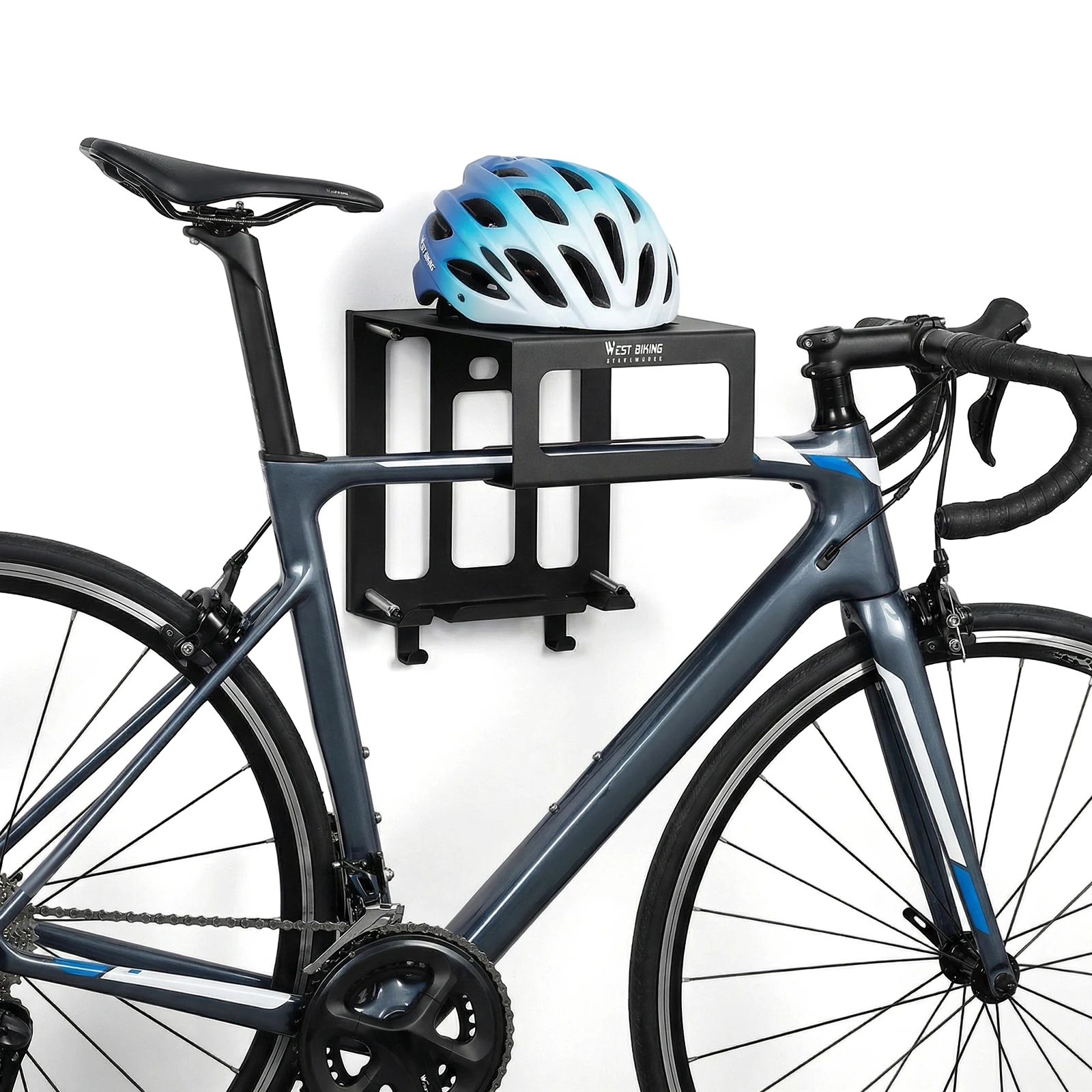 

Настенное крепление для велосипеда с полкой и крючками, экономит место, горизонтальное, выдерживает до 25 кг (55 фунтов), для шлема, обуви, насоса.