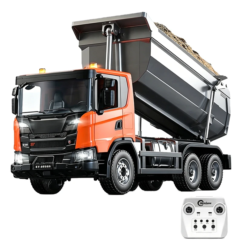 Double E E593 1/20 Alloy RC Dump Truck With Sound And Light Effects Electric Metal Gear Engineering Vehicle Model Toy Gift
