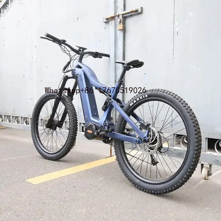 EU Stock Powerful Mid Drive 1000w Motor Electric Mountain Bicycle E Bike Full Suspension Carbon Fiber Ebike
