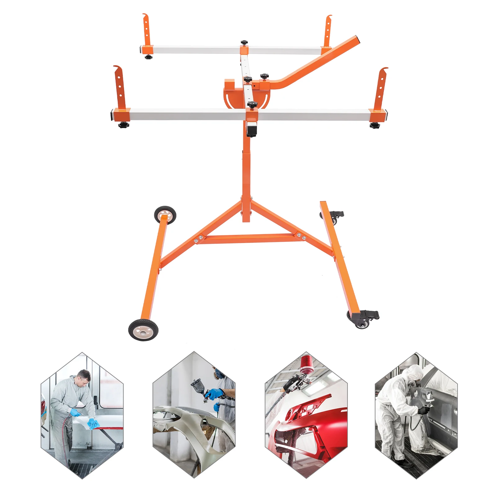 180° Rotating Bumper Paint Stand, Universal Rotation Spray Paint Panel Stand W/ 4 Wheels for Hoods & Bumpers, Up To 240LBS