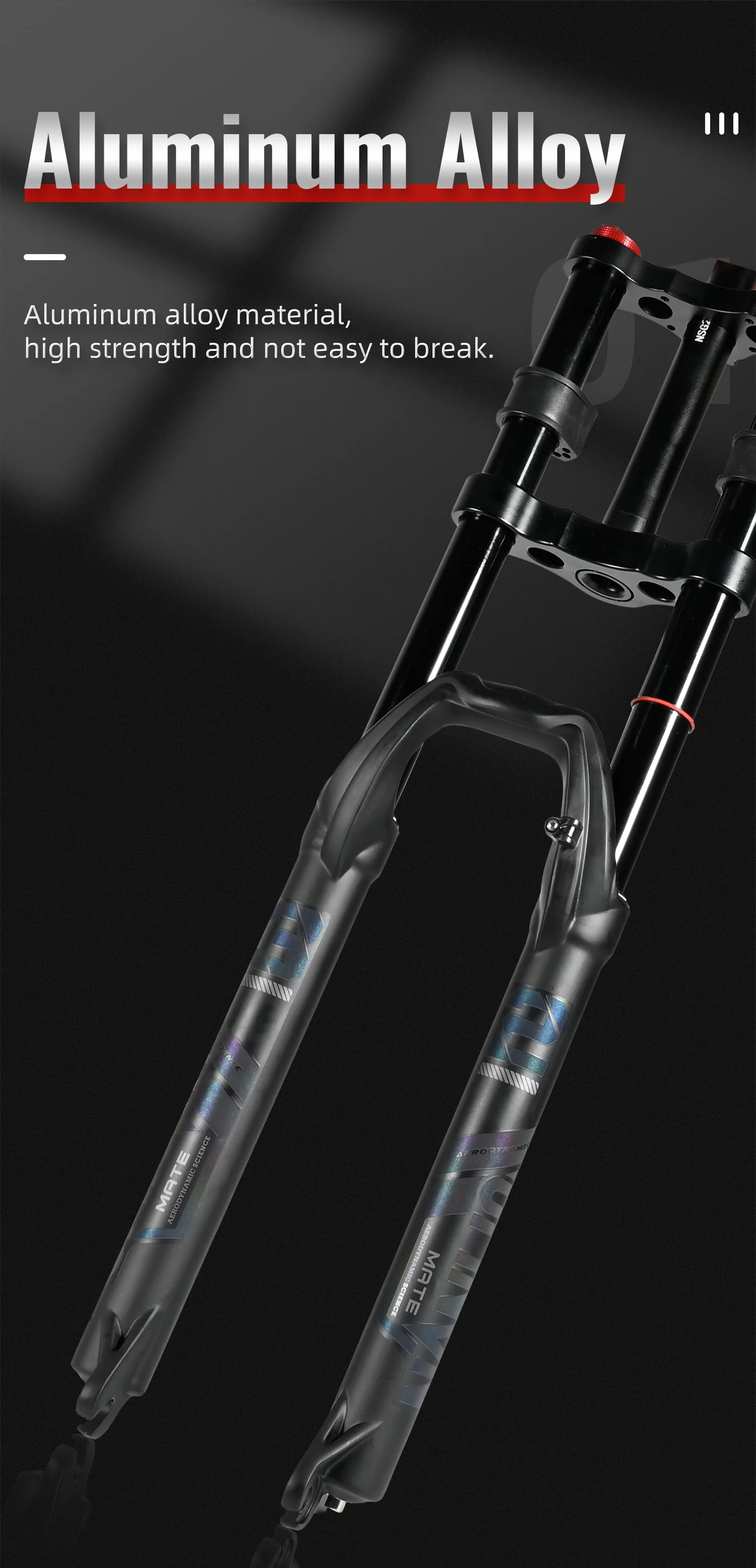 NanLio Doppelschulter-Schnee-Vorderradgabel 27,5 Zoll / 29 * 2,5 Zoll MTB-Gabel 150 mm Reise-Luftversorgungs-Fahrradgabel E-Bike-Gabel 15/9 mm – Detail 22