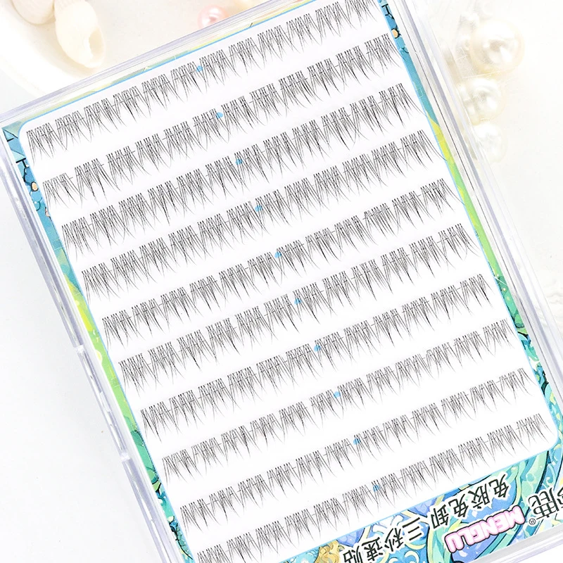 10-12mm 자체 접착 속눈썹 B/C 컬 접착제 필요 없음 재사용 가능한 피쉬 테일 속눈썹 만화 가짜 속눈썹 래쉬 클러스터