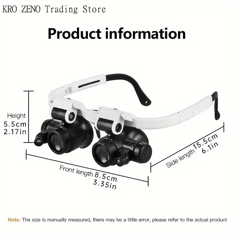 1PCS Magnifying Glass 8X/15X/23X Jeweler Watchmaker With LED Light Telescopic Headband Magnifier Glasses Reading Loupes Eyewear✨ view 6