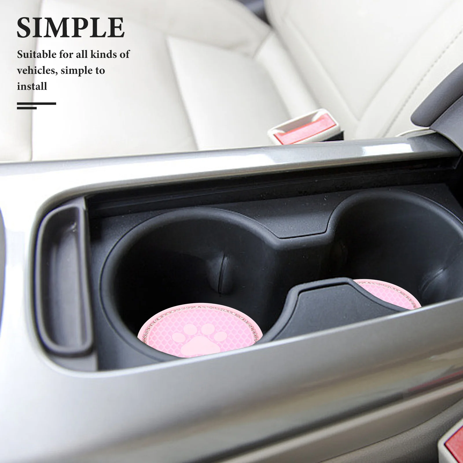 

Car Coaster Cup Mats Non slip Silicone Drink Holder Placemat Anti scald Rhinestone Decorations Insulation Coasters for Car