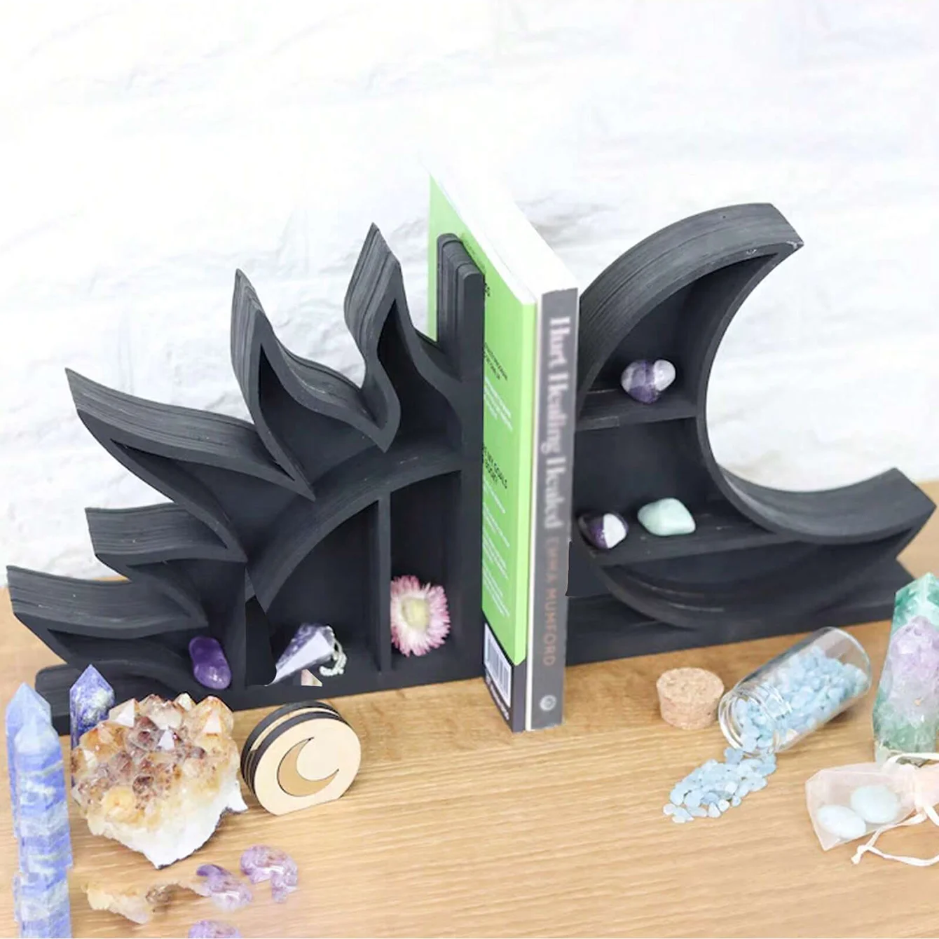 Sun And Moon Crystal Shelf Bookends Heavy Duty Decorative Round Bookends To Hold Books Home Decorations Room Decors Aesthetic