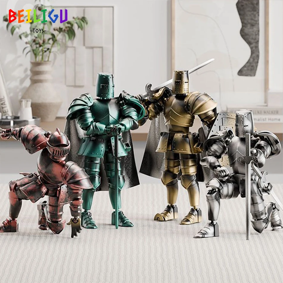 Medieval Knight Multi-Joint Movable DIY Action Figures Weapon Warrior Robot Sword Shield Assembly Toy Children's Holiday Gift