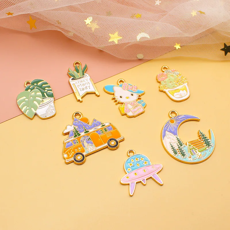 20 Pcs/lot Fashion Cute Potted Bus Pendant Making Accessories Charms For Women, Earrings/Necklace Handmade DIY Jewelry Wholesale