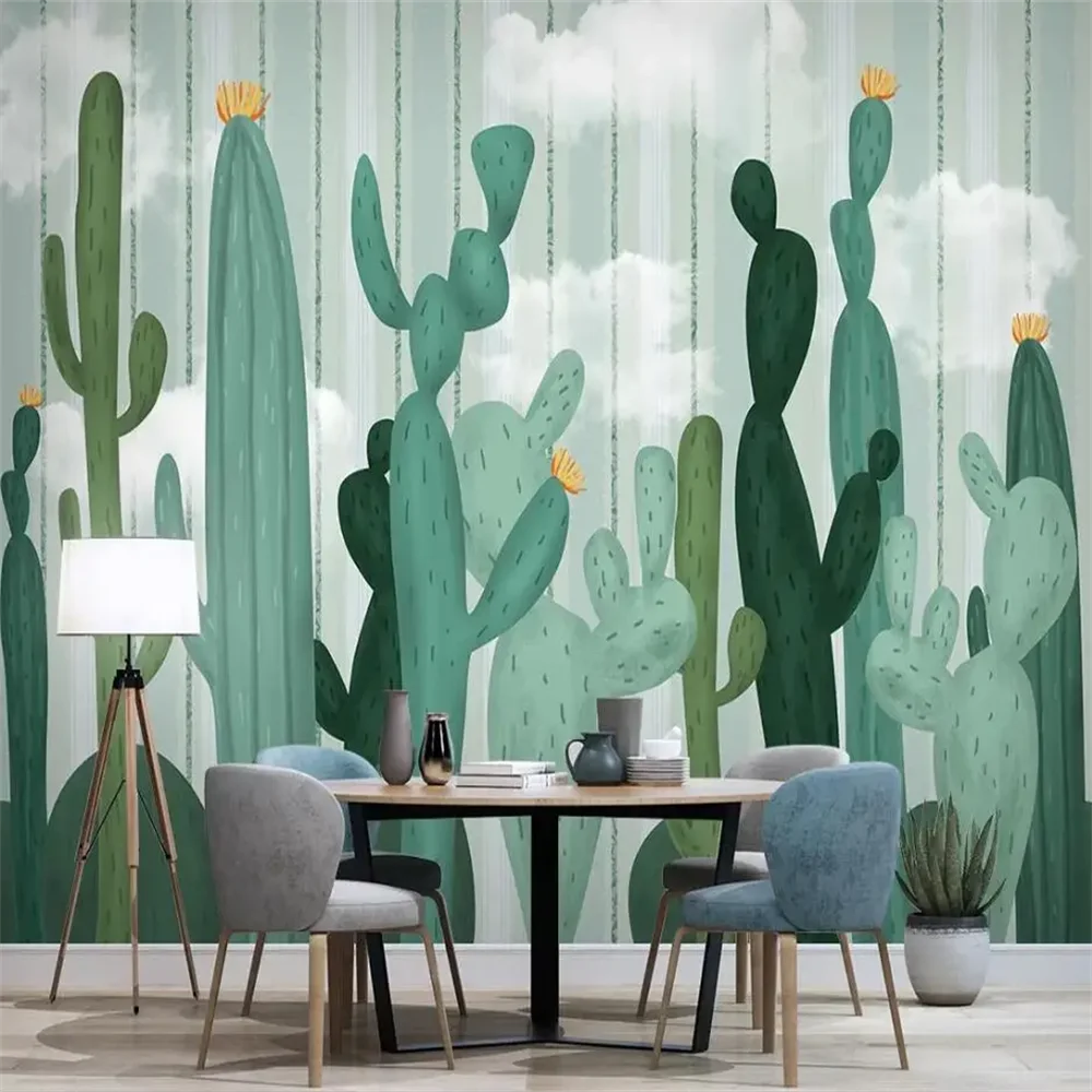 Custom photo mural 3D wallpaper for living room bedroom Nordic tropical plant cactus murals wall paper TV background Stickers