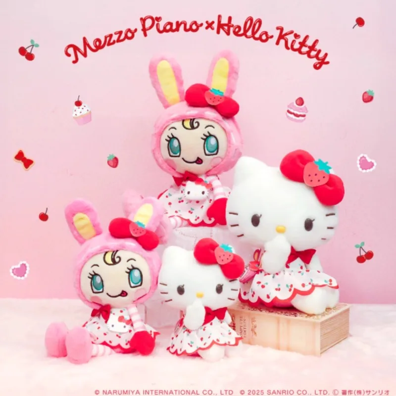 

Ноябрьский Новый Sanrio Mezzo Piano X Kitty, платье вишневого цвета, плюшевый брелок, аниме-игрушки для детей, кукла, подарок на день рождения